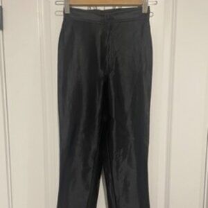 Black Shiny Material Skinny Pants